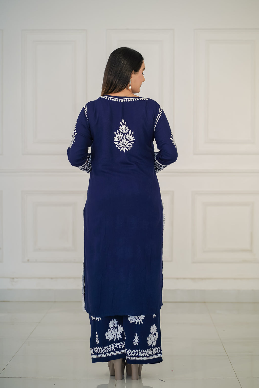 Rayon soft chikankari Plazzo Set