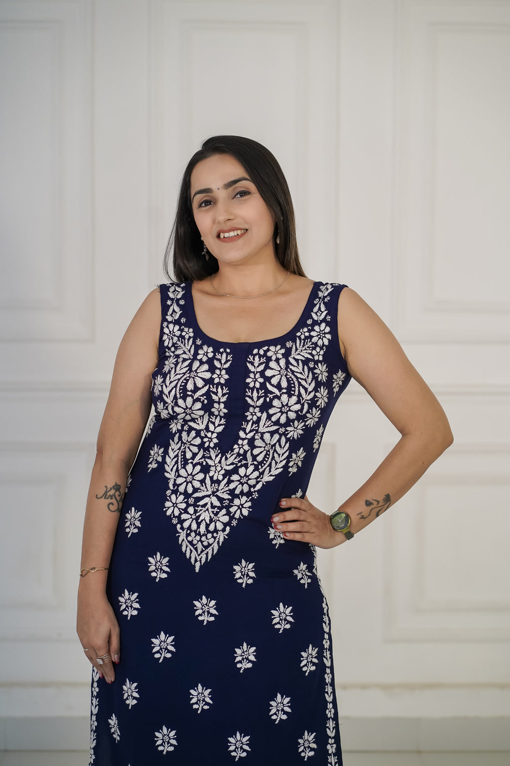 Rayon fabric Kurti slim fit kurti with traditional chikankari work