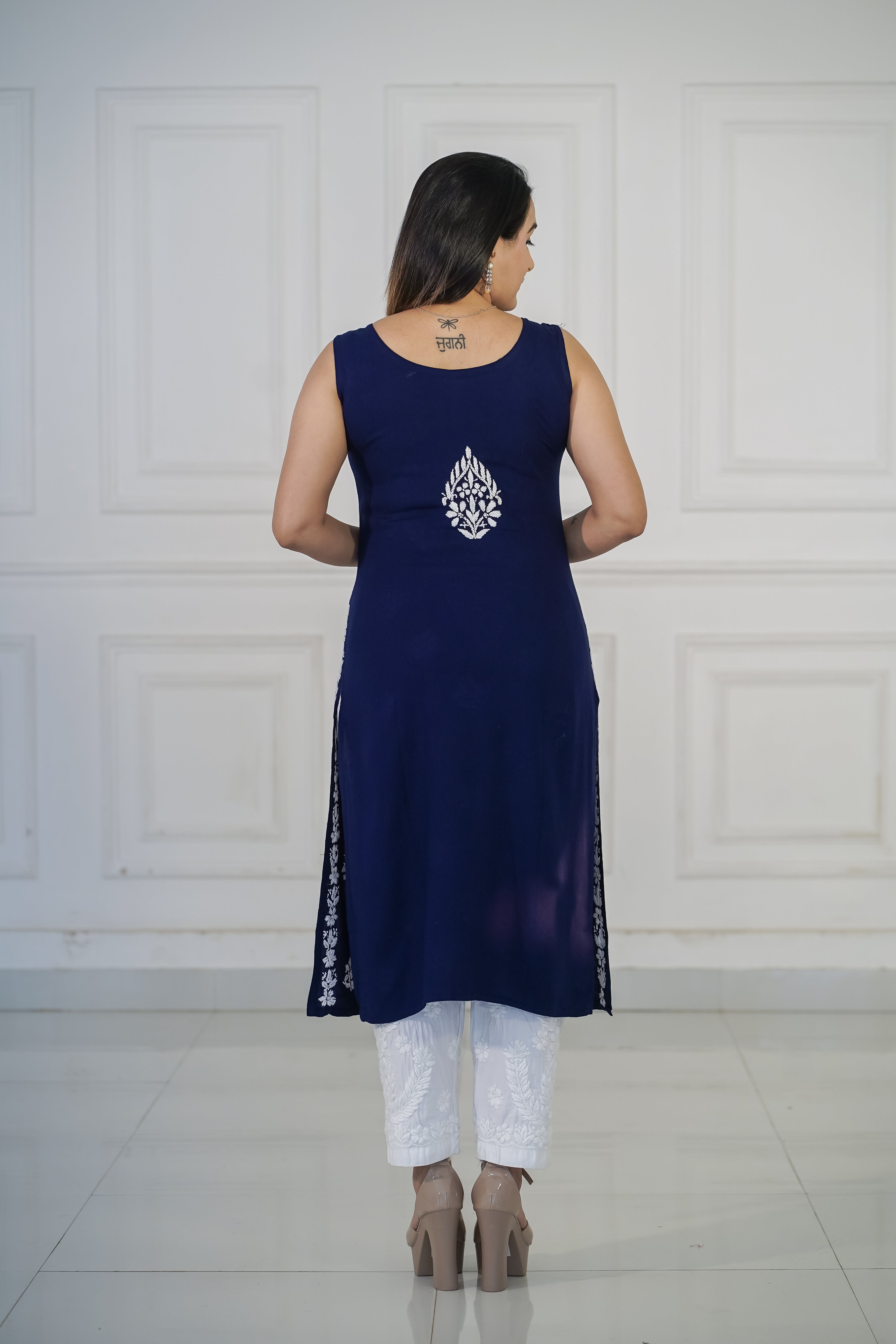 Rayon fabric Kurti slim fit kurti with traditional chikankari work