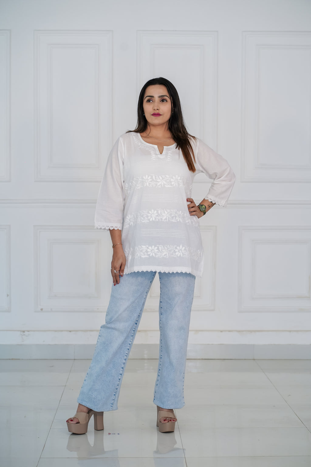 Pure Cotton Short Chikankari Kurti