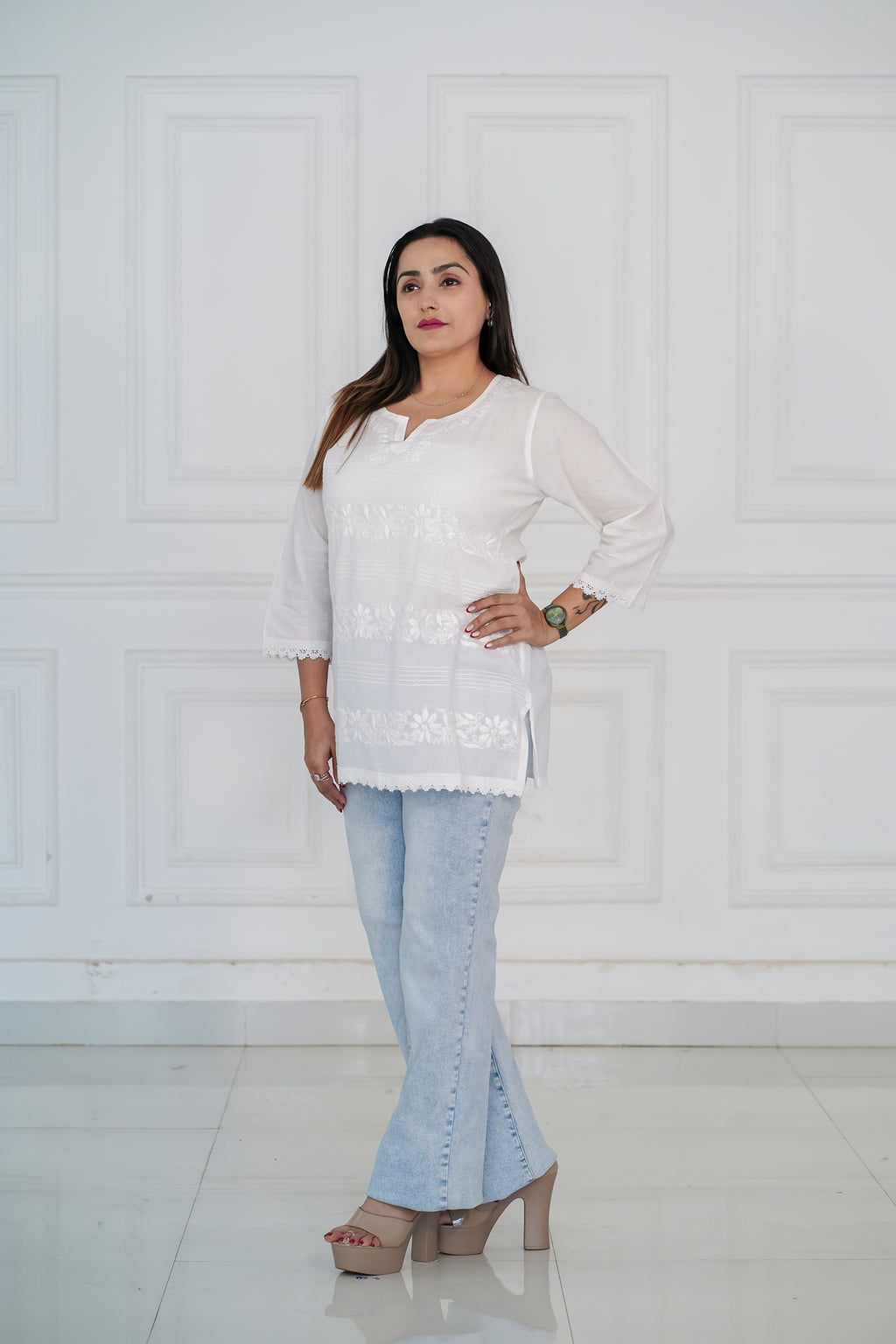 Pure Cotton Short Chikankari Kurti