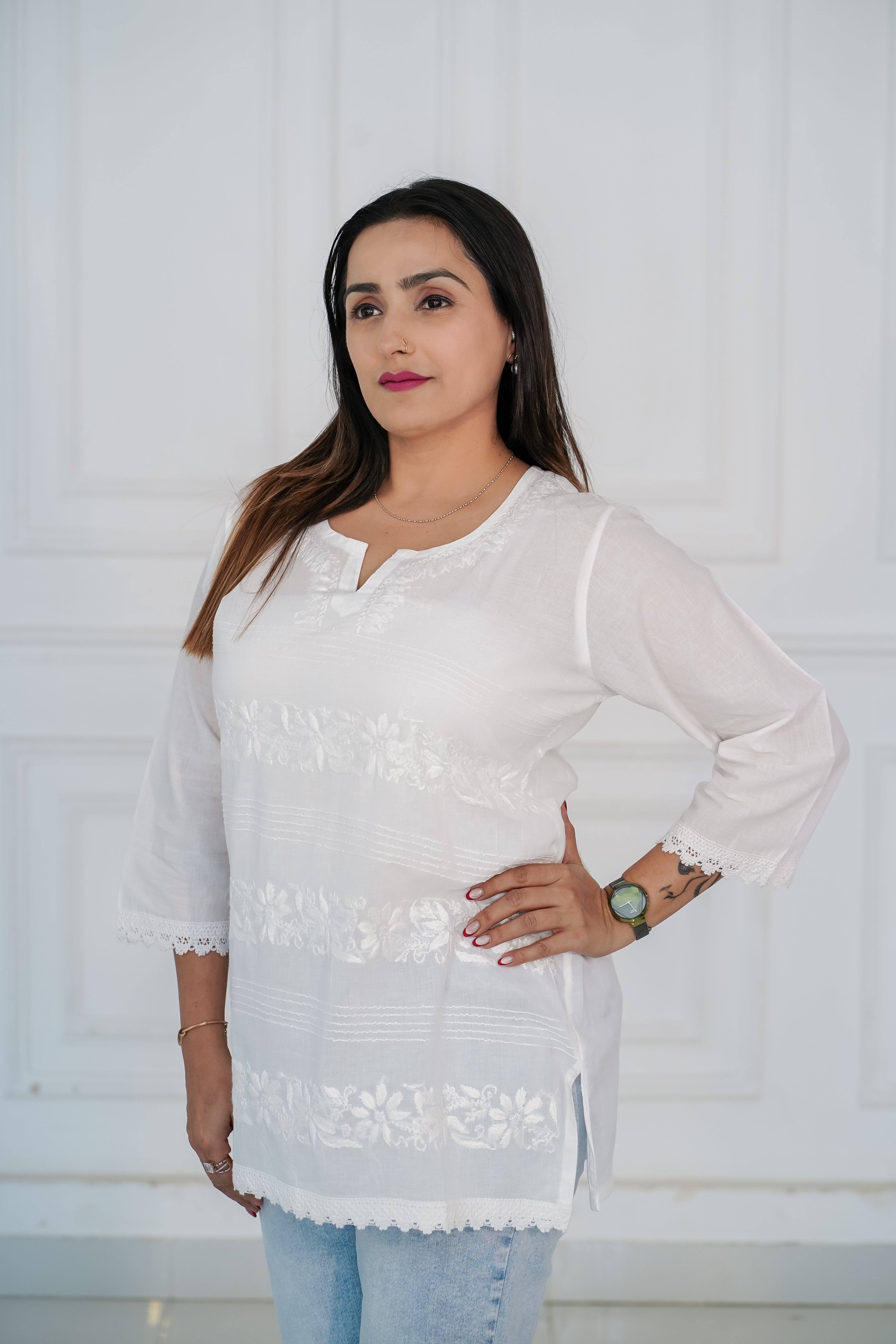Pure Cotton Short Chikankari Kurti