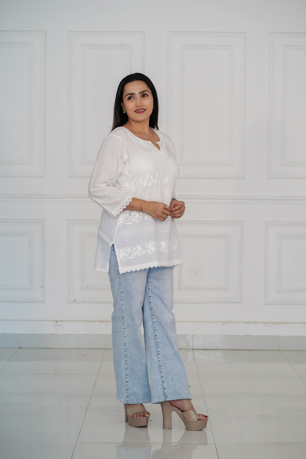 Pure Cotton Short Chikankari Kurti