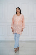 Peach Colour Cotton Short Kurti