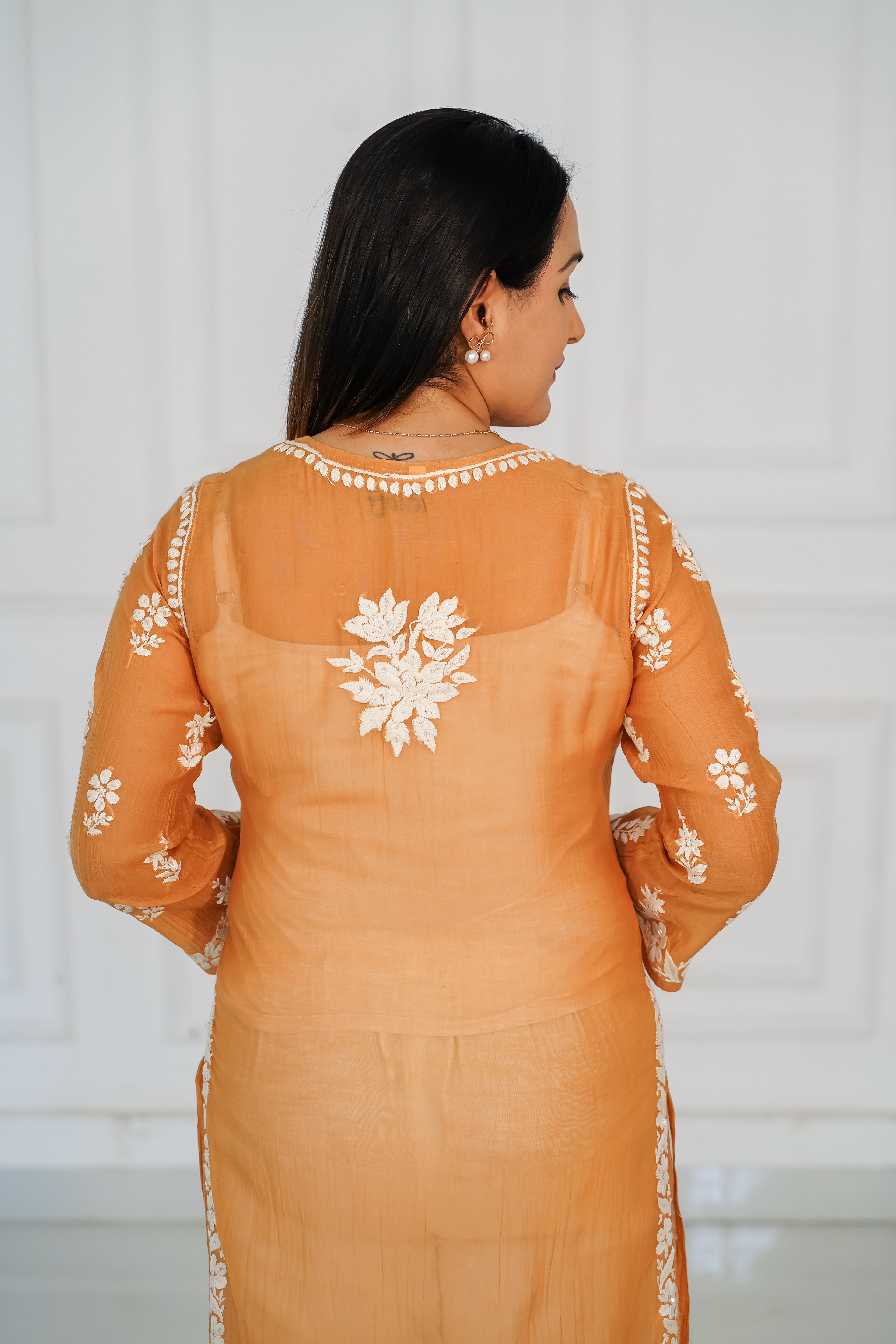 Chanderi Mustard Kurti with Handwork