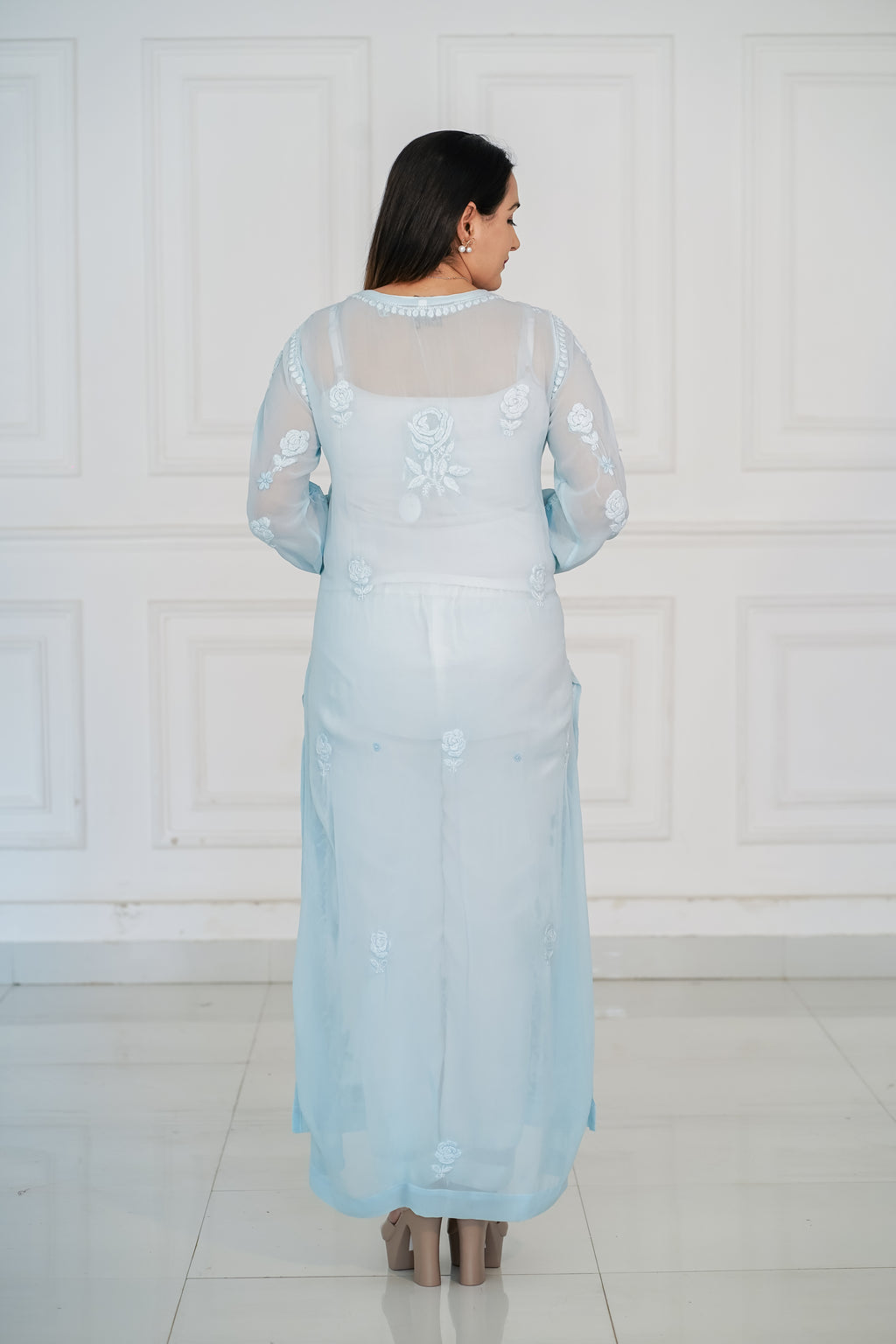 Light Blue Handwork Viscose Kurti