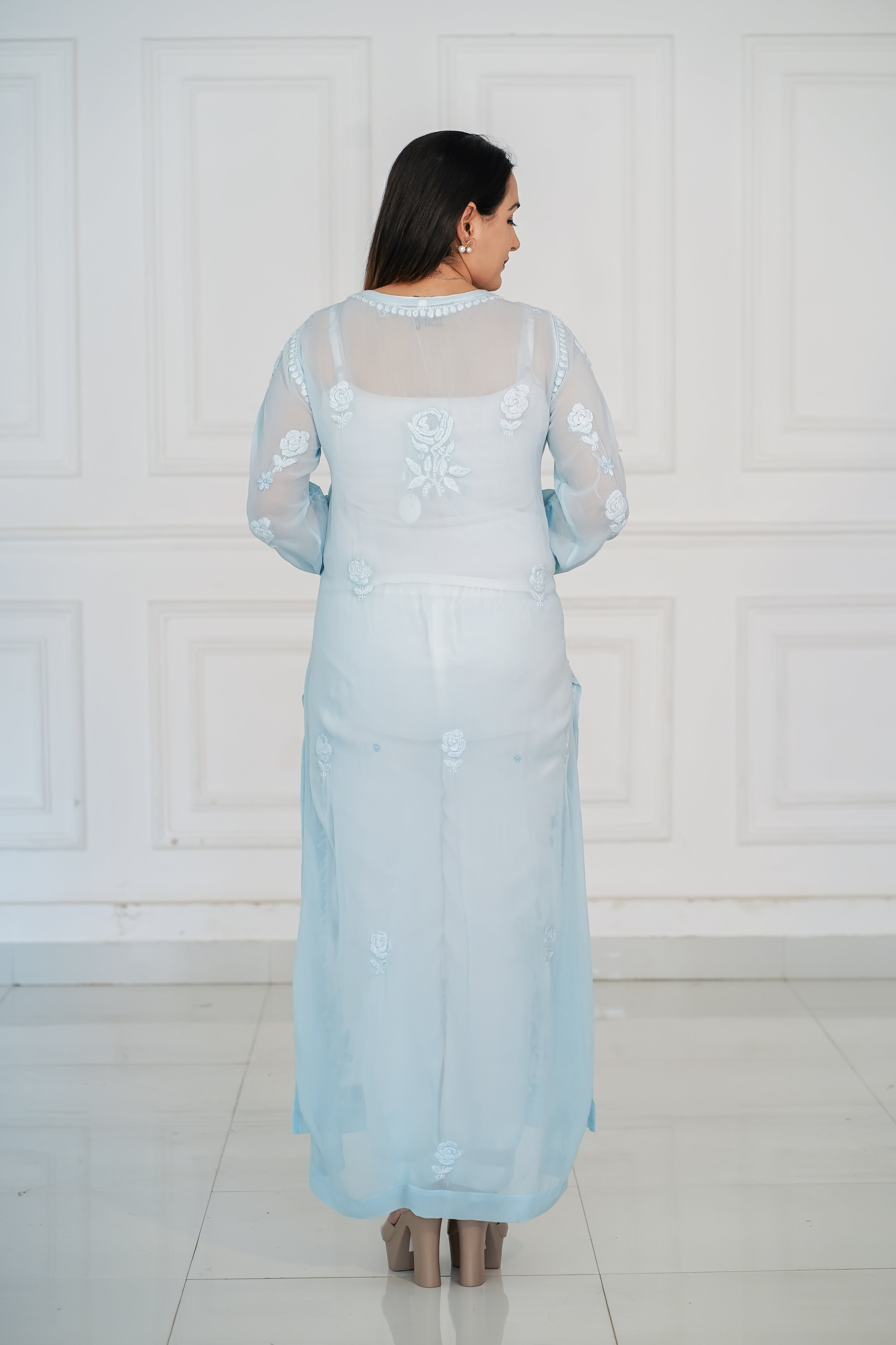 Light Blue Handwork Viscose Kurti