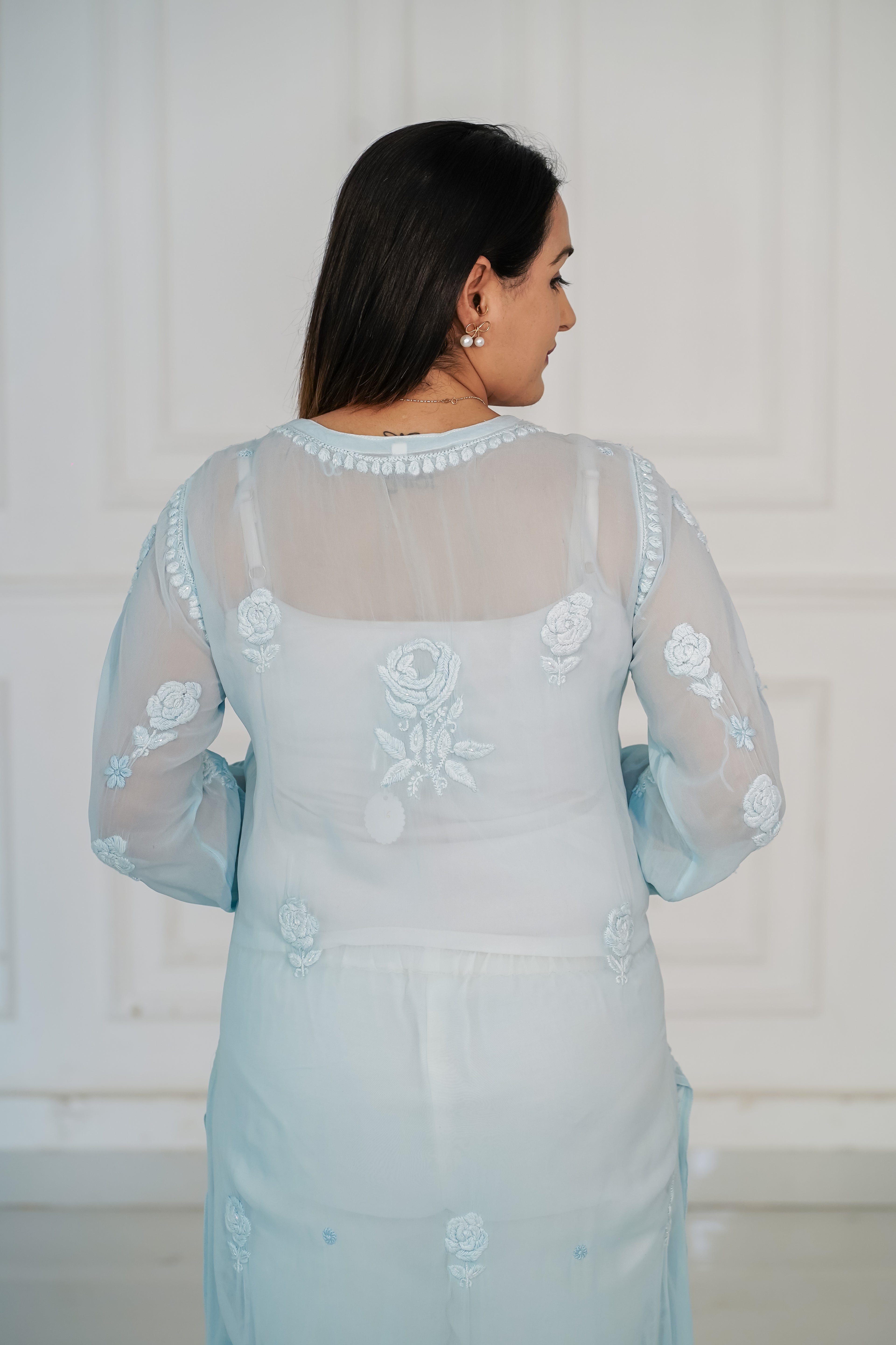 Light Blue Handwork Viscose Kurti
