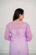 Dark Lavender viscose georgette 3d chikankari and hamdwork