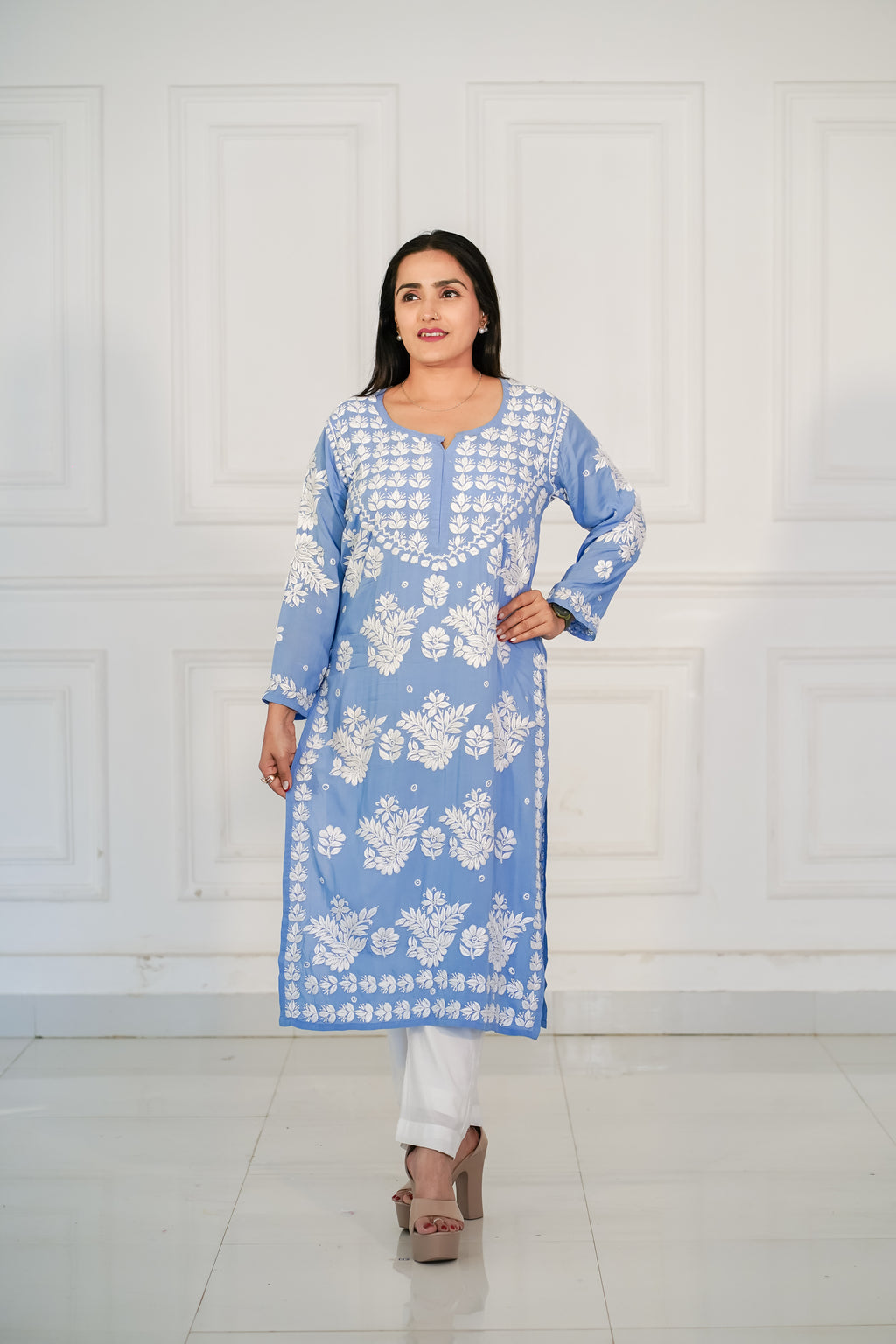Powder Blue Rayon Kurti