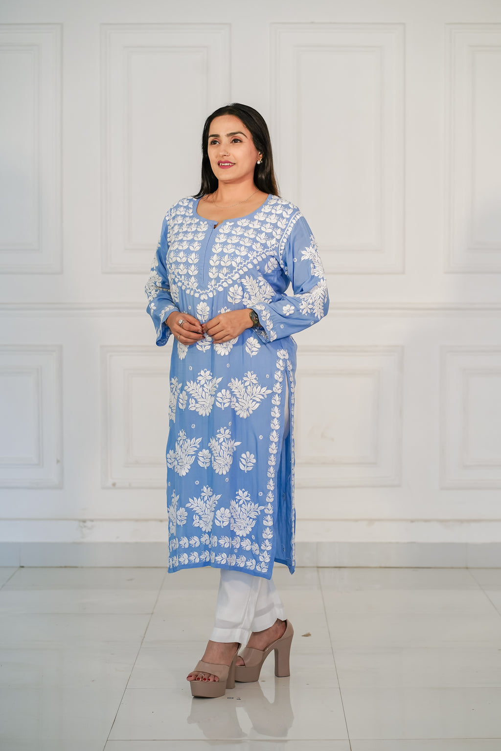 Powder Blue Rayon Kurti