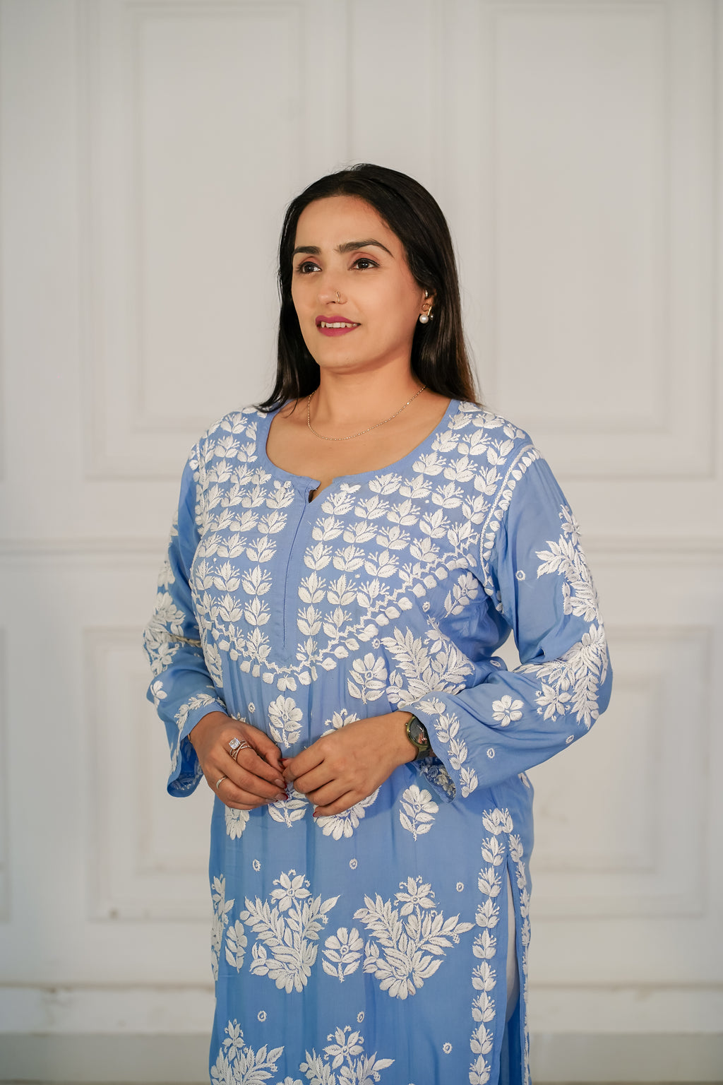 Powder Blue Rayon Kurti