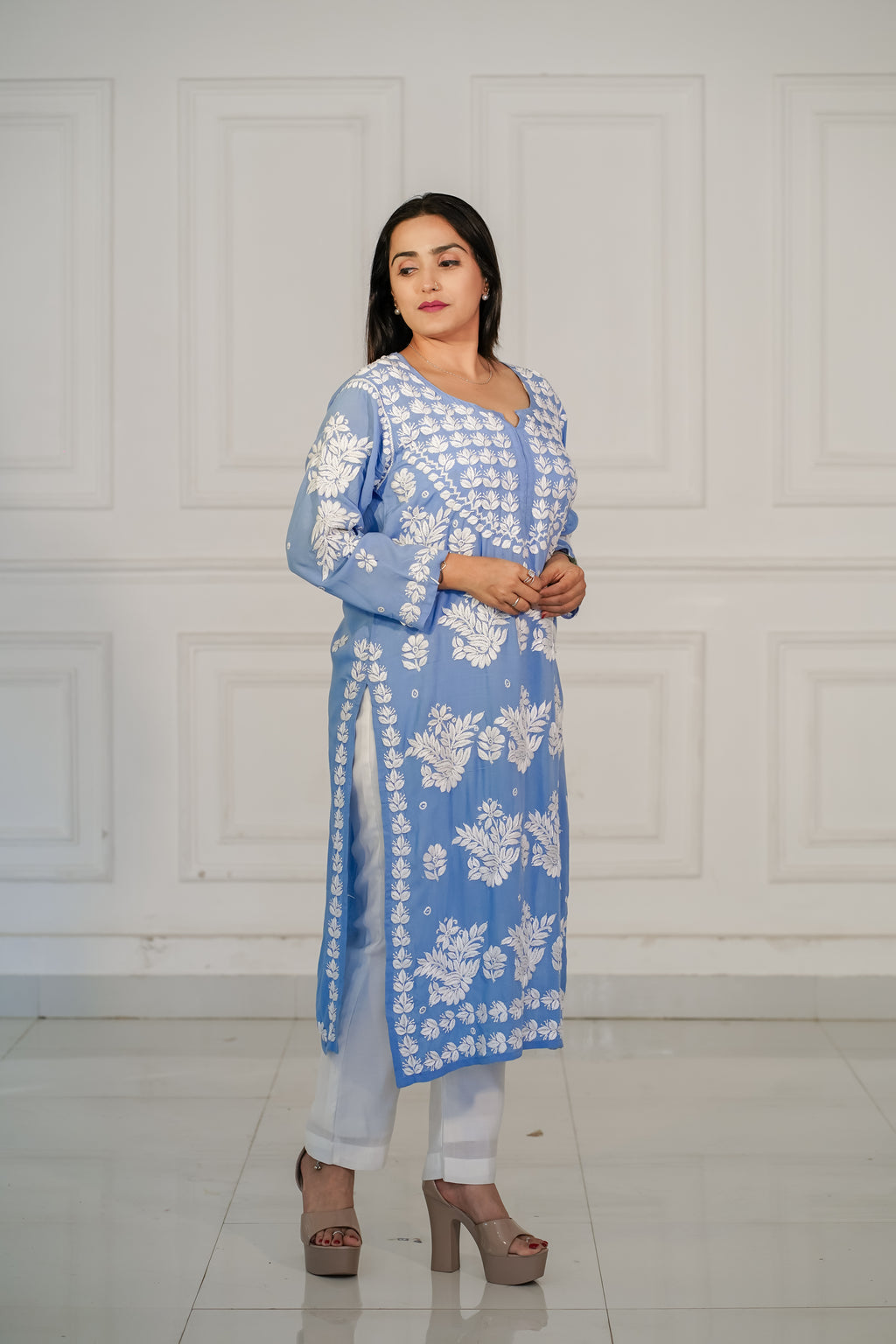 Powder Blue Rayon Kurti