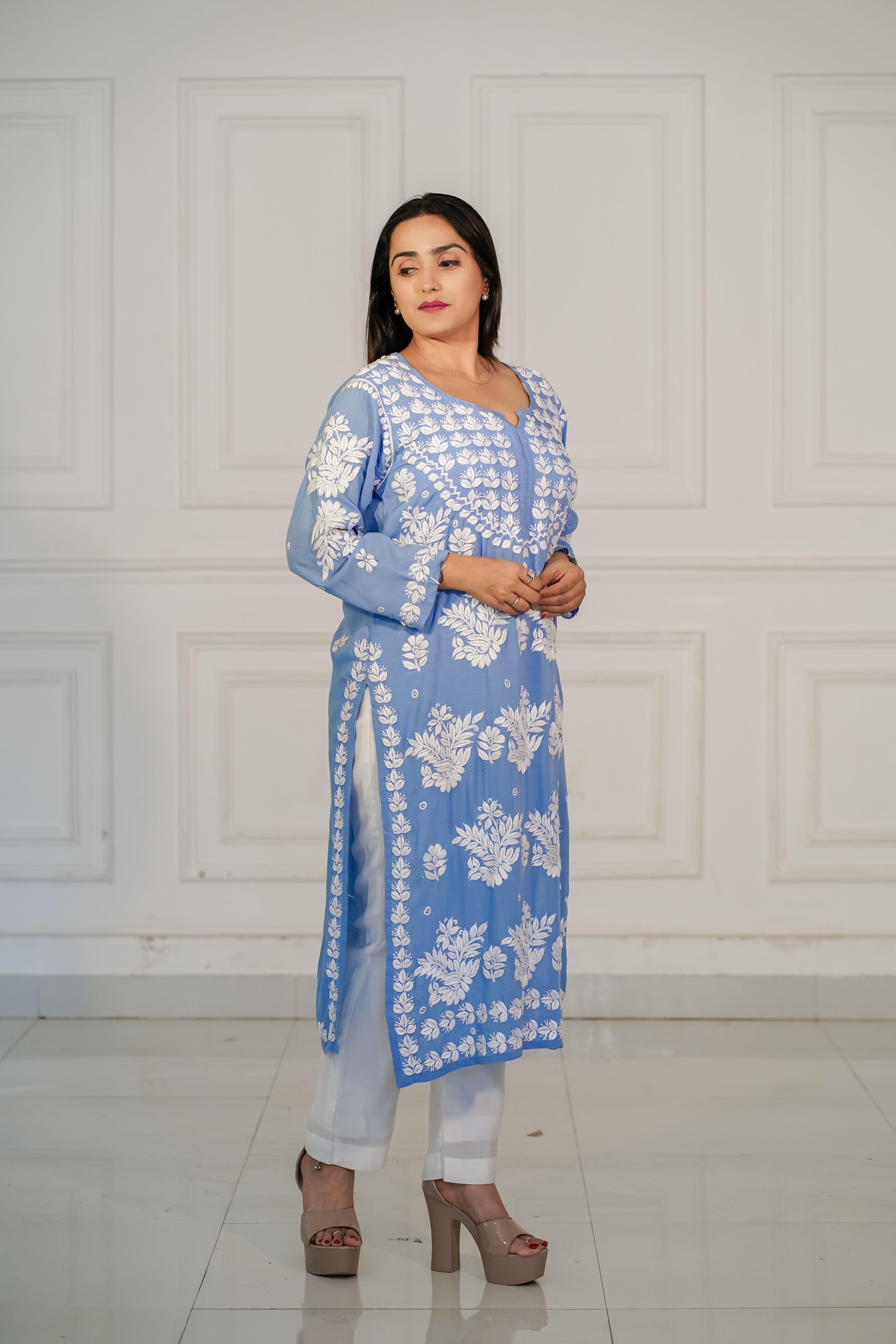 Powder Blue Rayon Kurti
