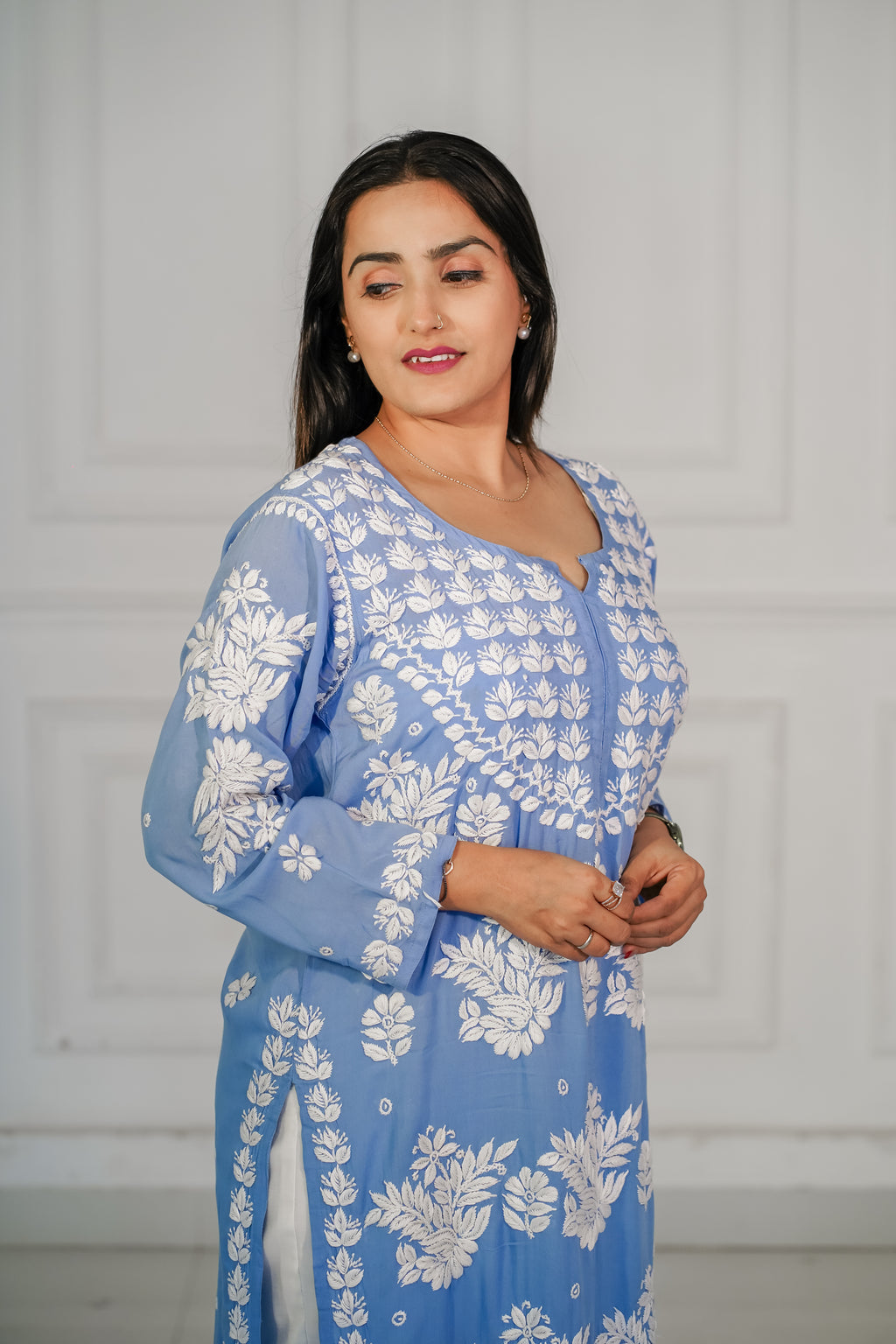 Powder Blue Rayon Kurti