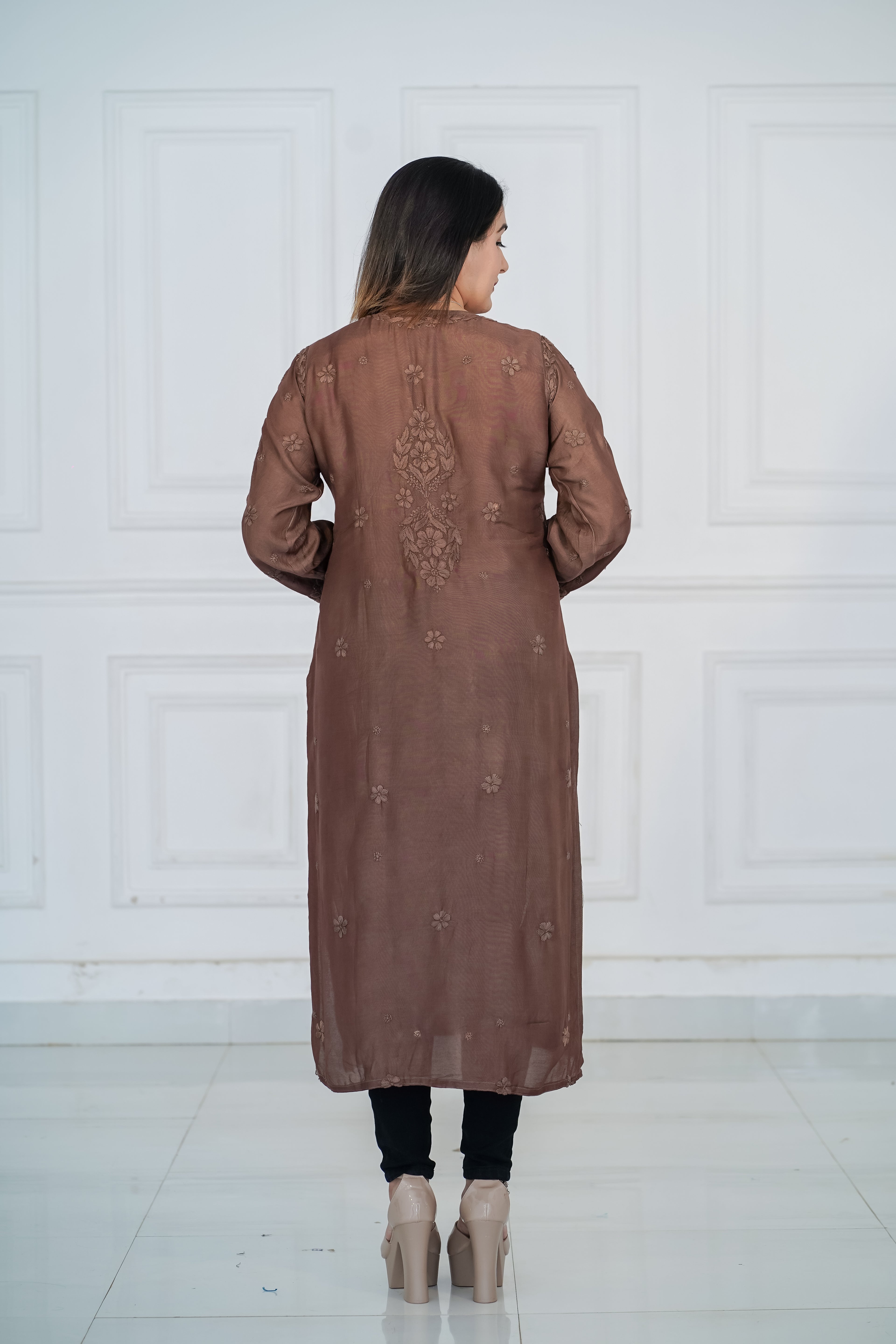 Viscose Long Kurti with 3D Chikankari