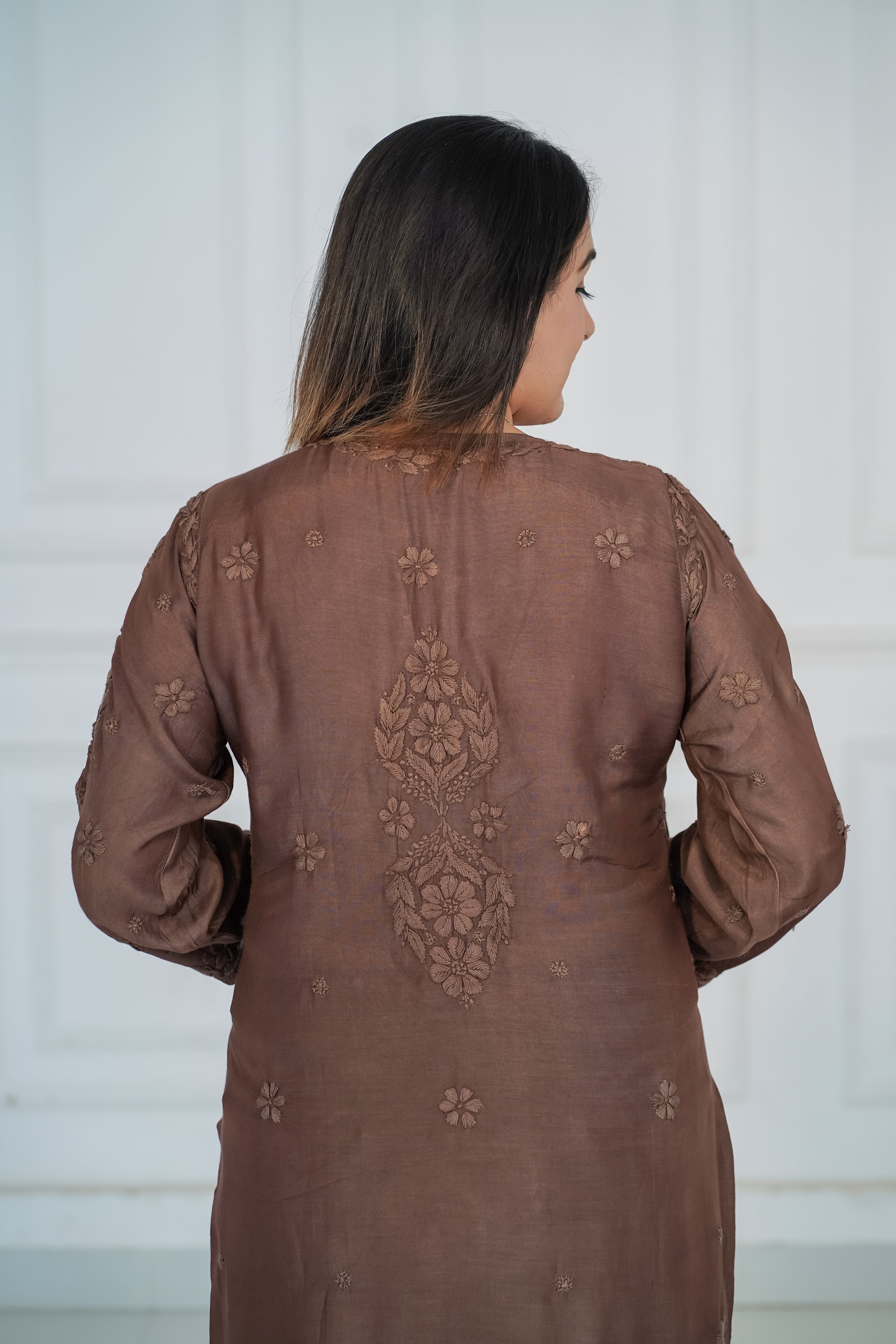 Viscose Long Kurti with 3D Chikankari