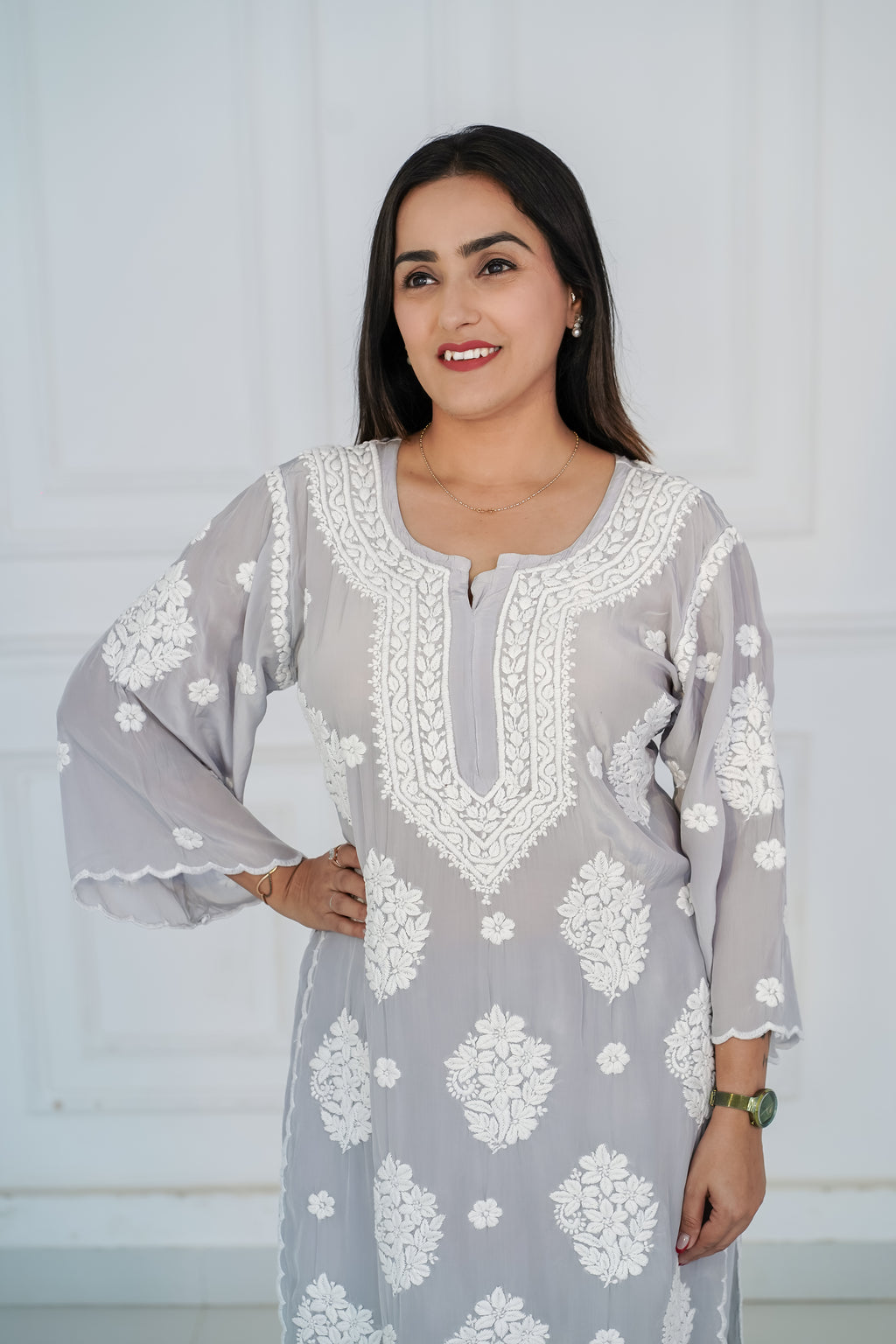 Pure Crepe 3D Chikankari Plazzo Set