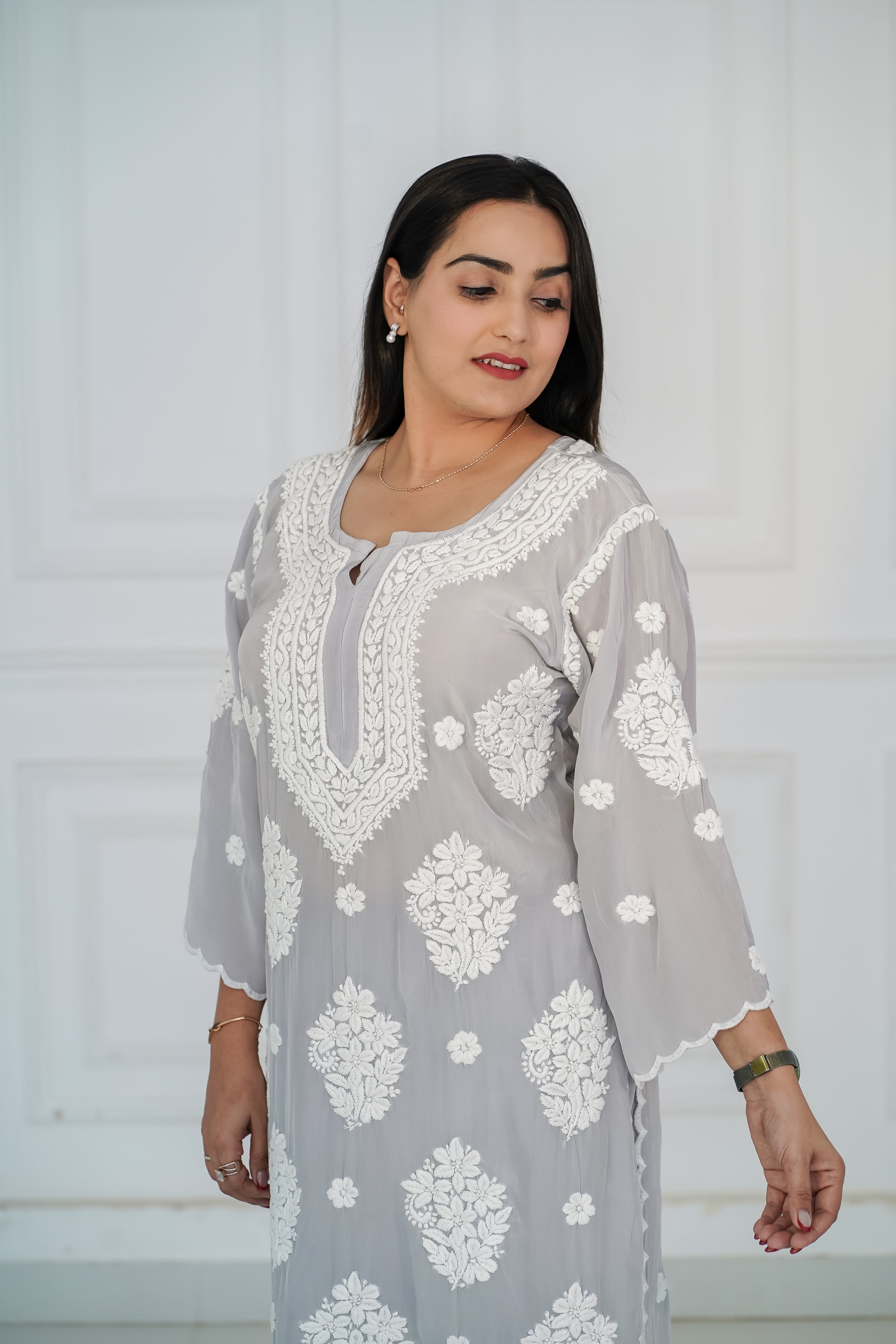 Pure Crepe 3D Chikankari Plazzo Set
