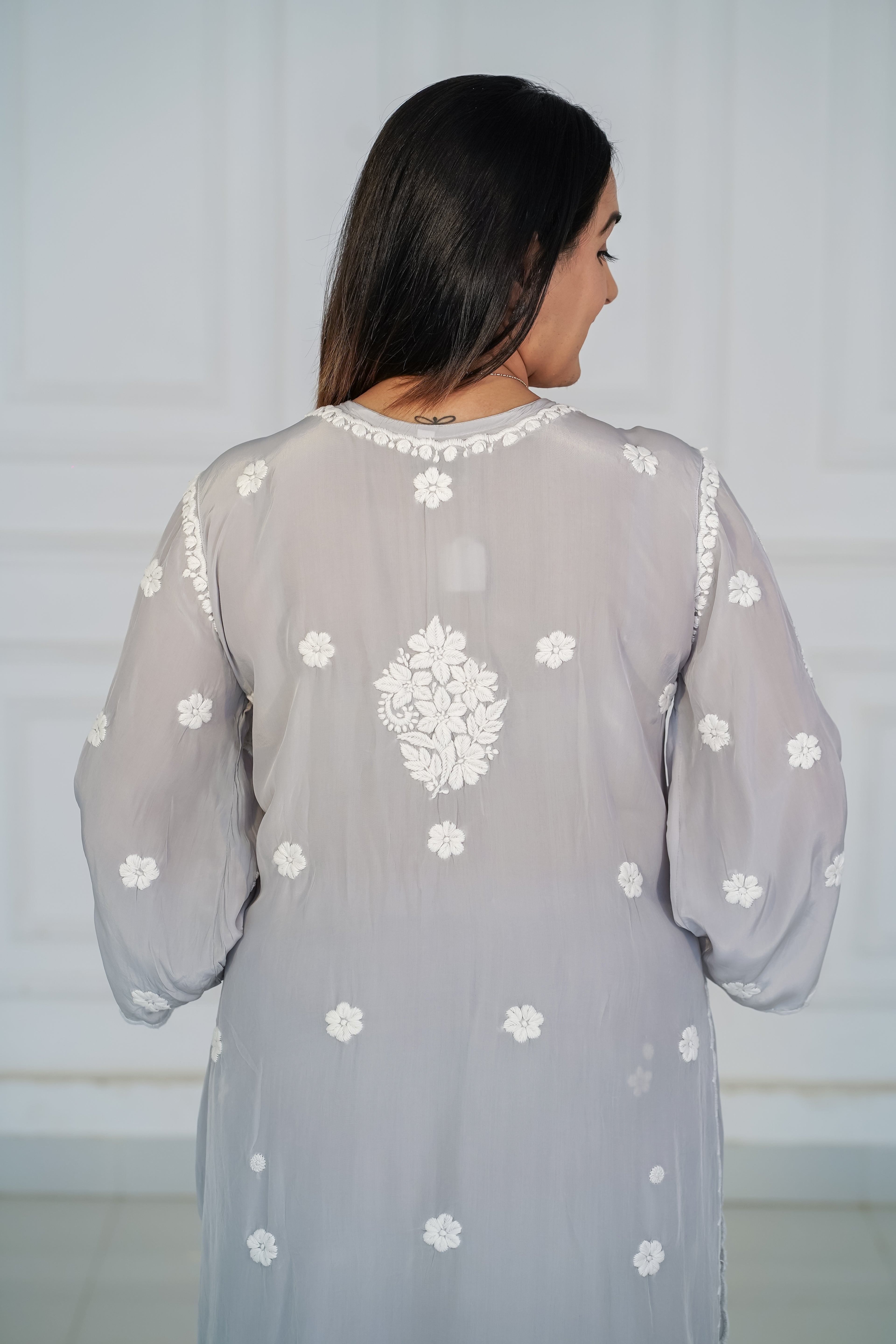Pure Crepe 3D Chikankari Plazzo Set