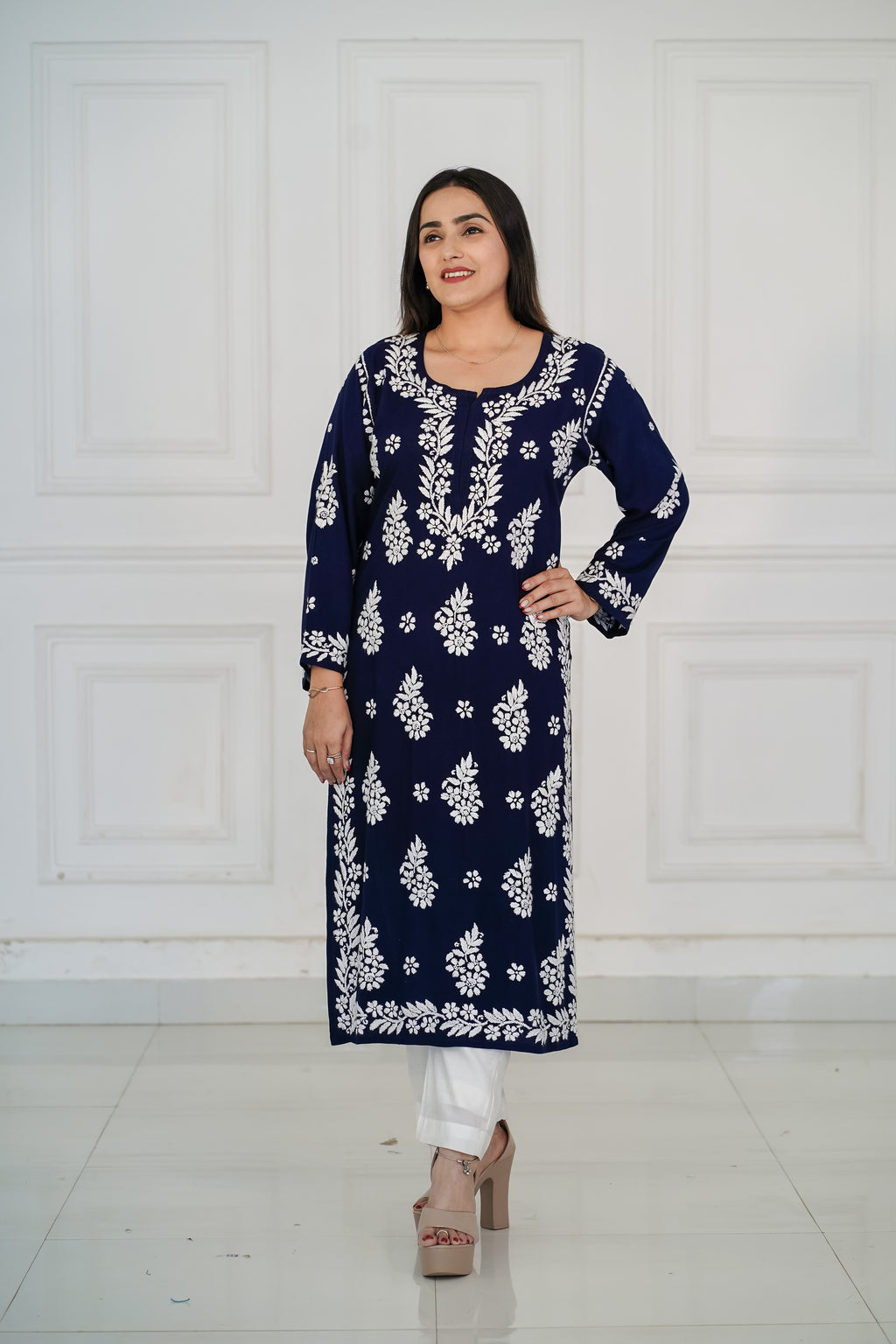 Royal Blue Rayon Long Kurti