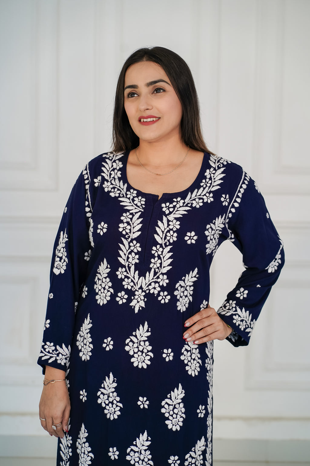Royal Blue Rayon Long Kurti