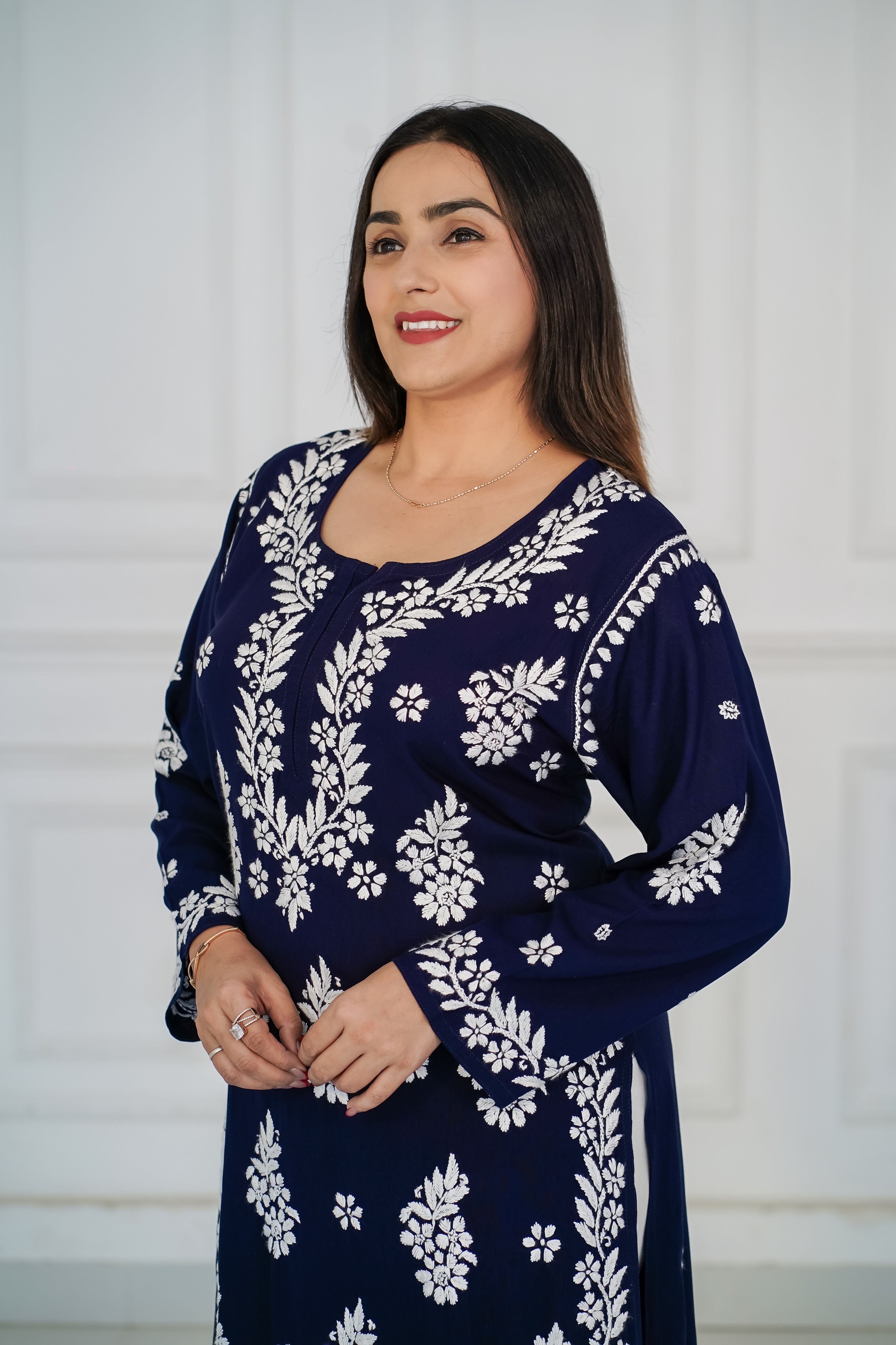 Royal Blue Rayon Long Kurti