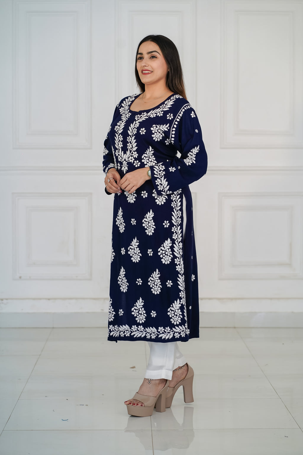 Royal Blue Rayon Long Kurti
