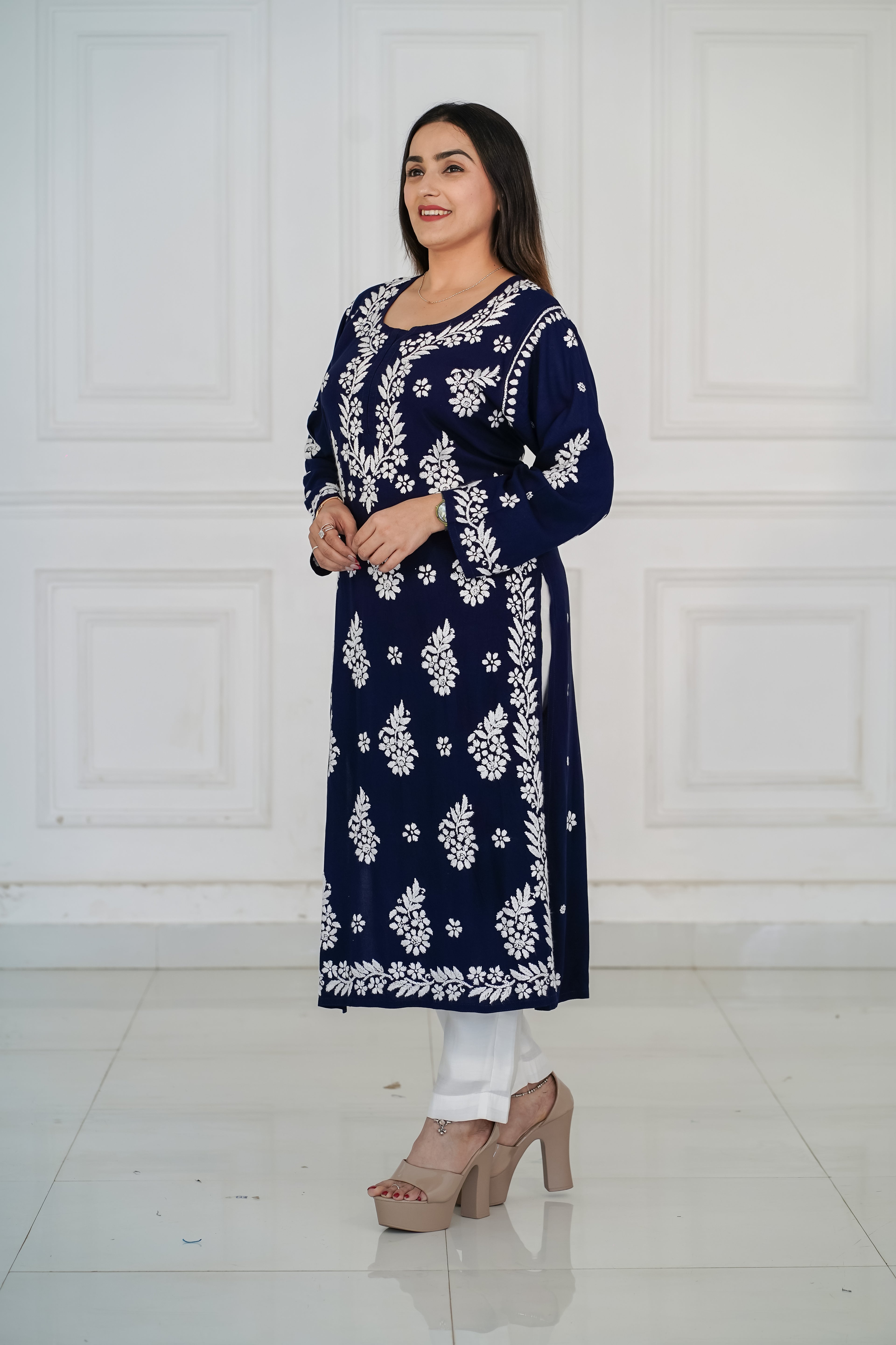 Royal Blue Rayon Long Kurti