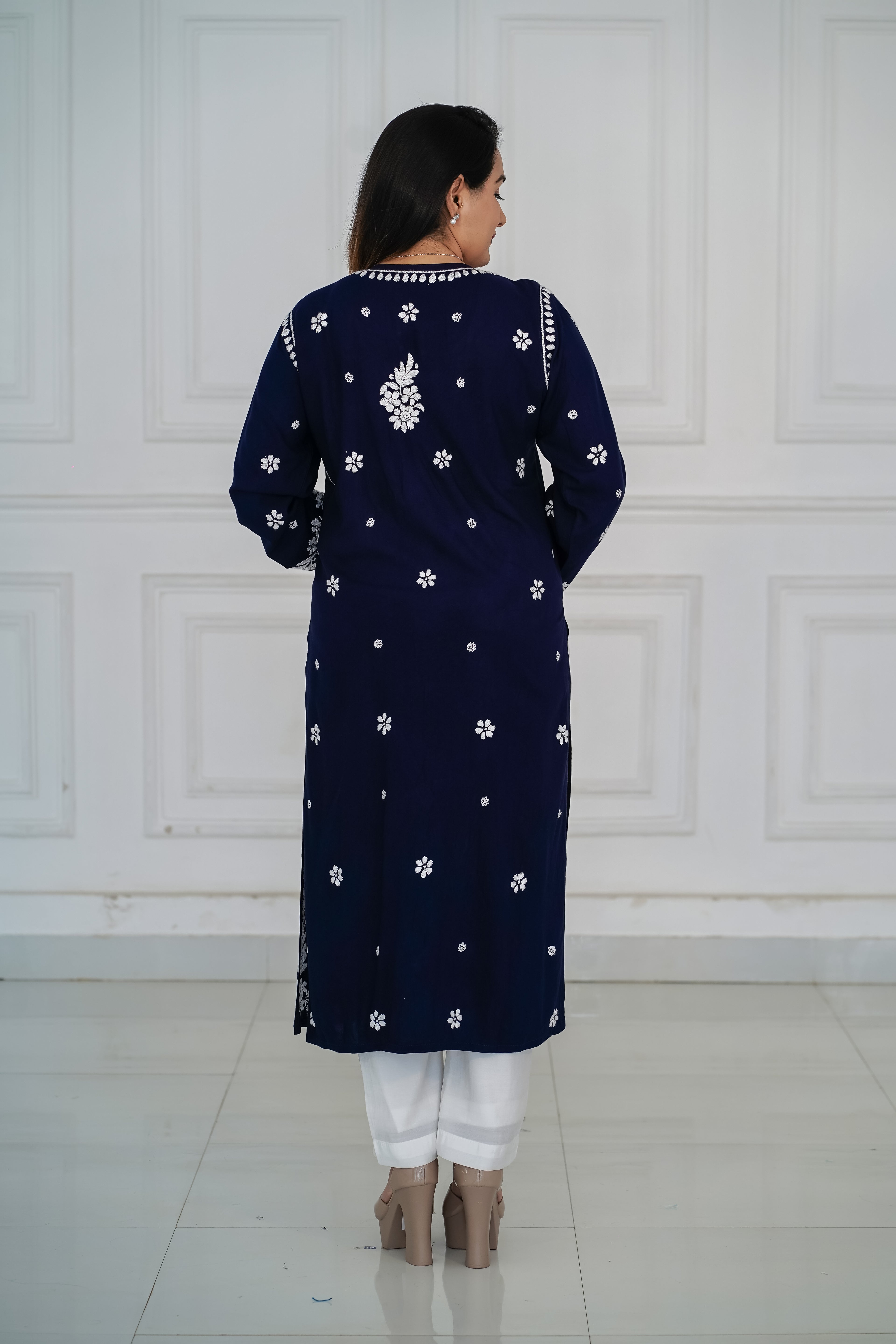 Royal Blue Rayon Long Kurti