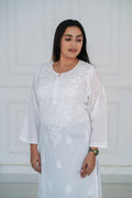 White Rayon Long Chikankari Kurti
