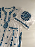 Pure Rayon White Plazo Set with Blue heavy chikankari work
