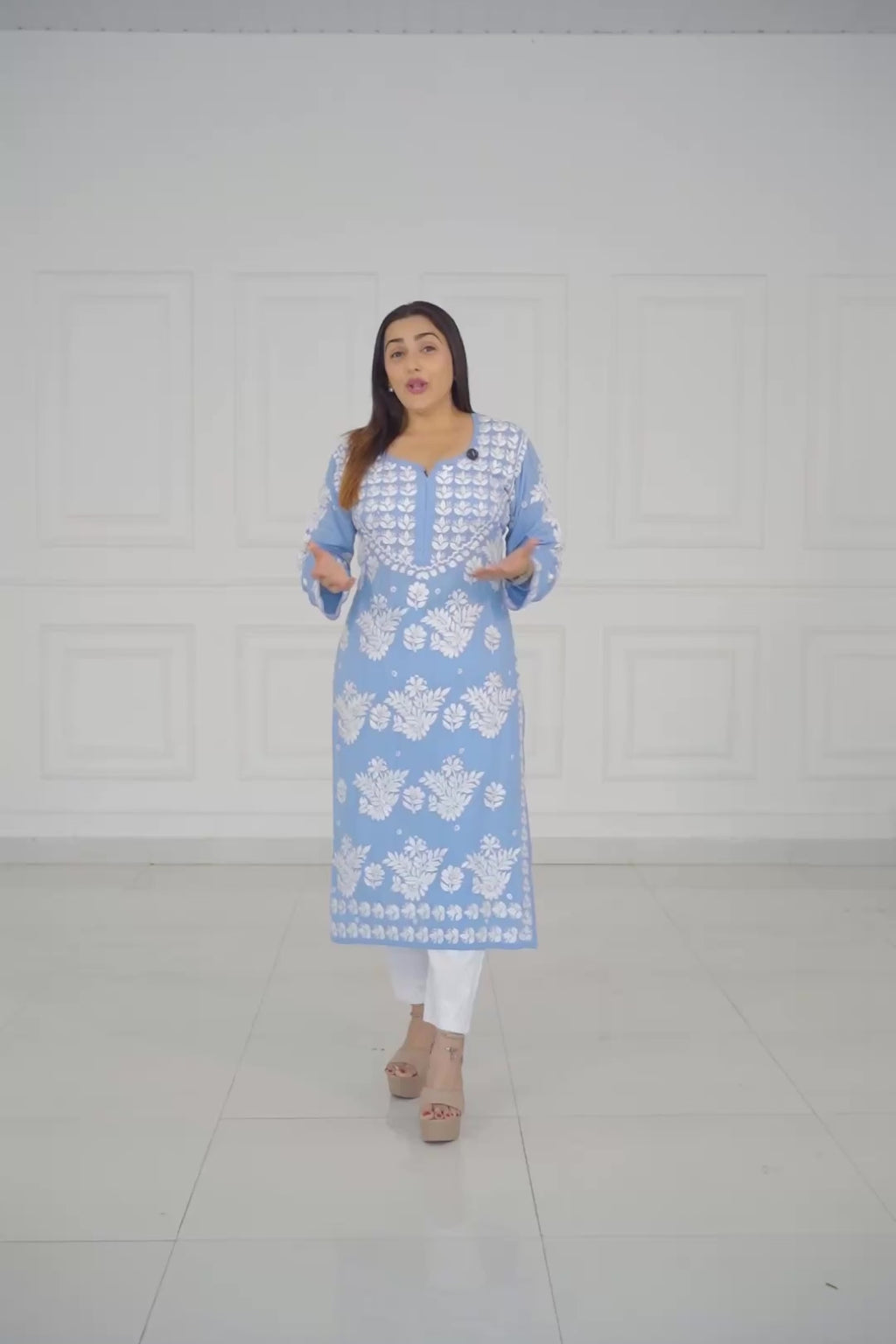 Powder Blue Rayon Kurti