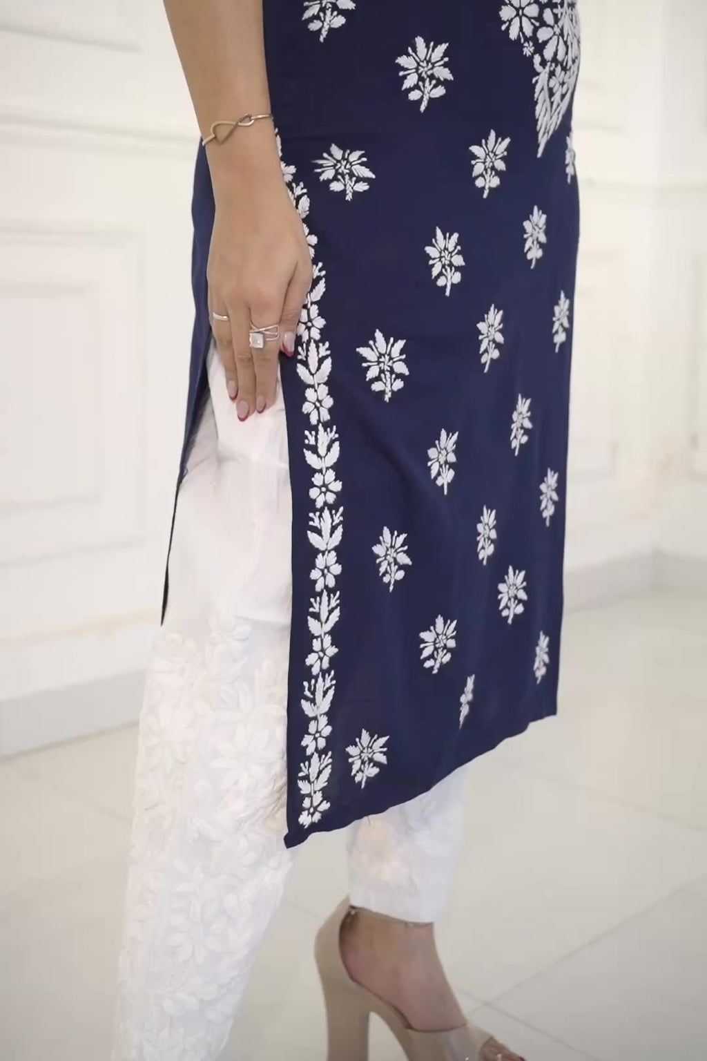 Rayon fabric Kurti slim fit kurti with traditional chikankari work
