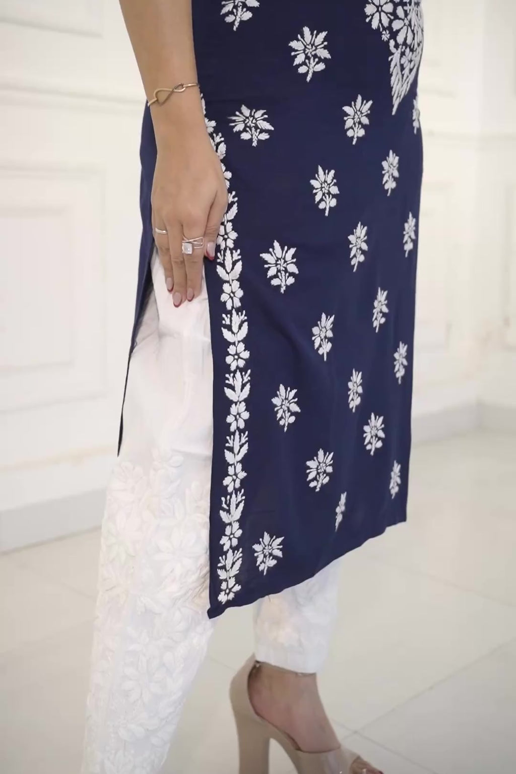 Rayon fabric Kurti slim fit kurti with traditional chikankari work